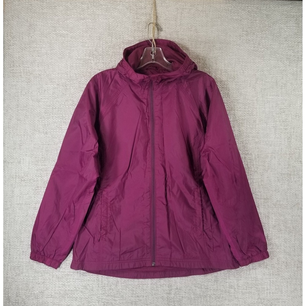 LL Bean Nylon Lightweight Hooded Jacket Mesh Lined 284384 Purple Women's M